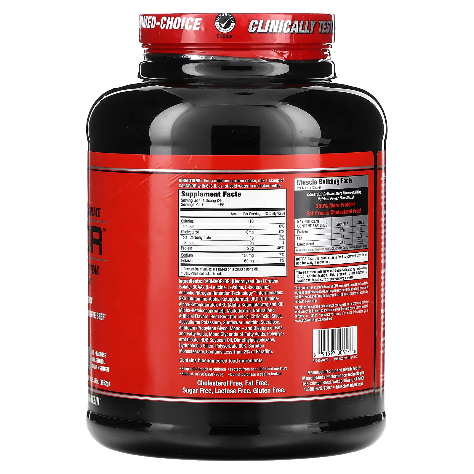 MuscleMeds, Carnivor, Bioengineered Beef Protein Isolate, Strawberry, 3.6 lbs -  Per Serving 56 - Image 2