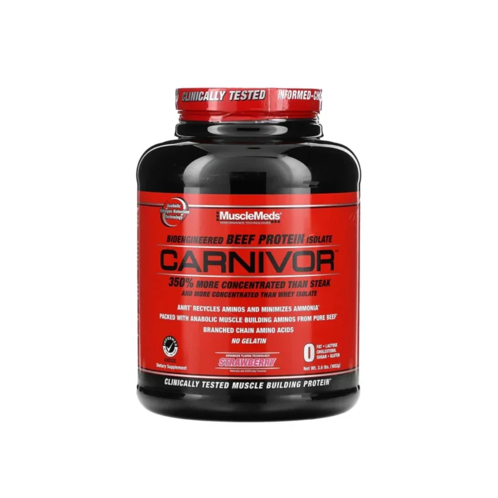 MuscleMeds, Carnivor, Bioengineered Beef Protein Isolate, Strawberry, 3.6 lbs -  Per Serving 56 - Image 1